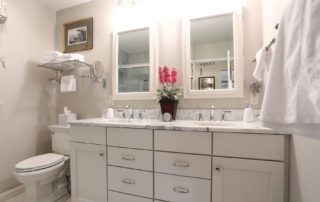 Double vanity with marble countertop