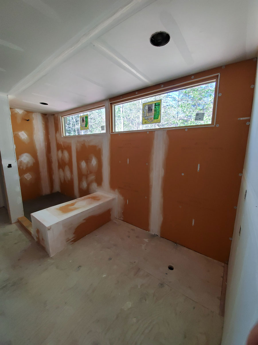 Water Resistant Drywall is up in the Master Bath