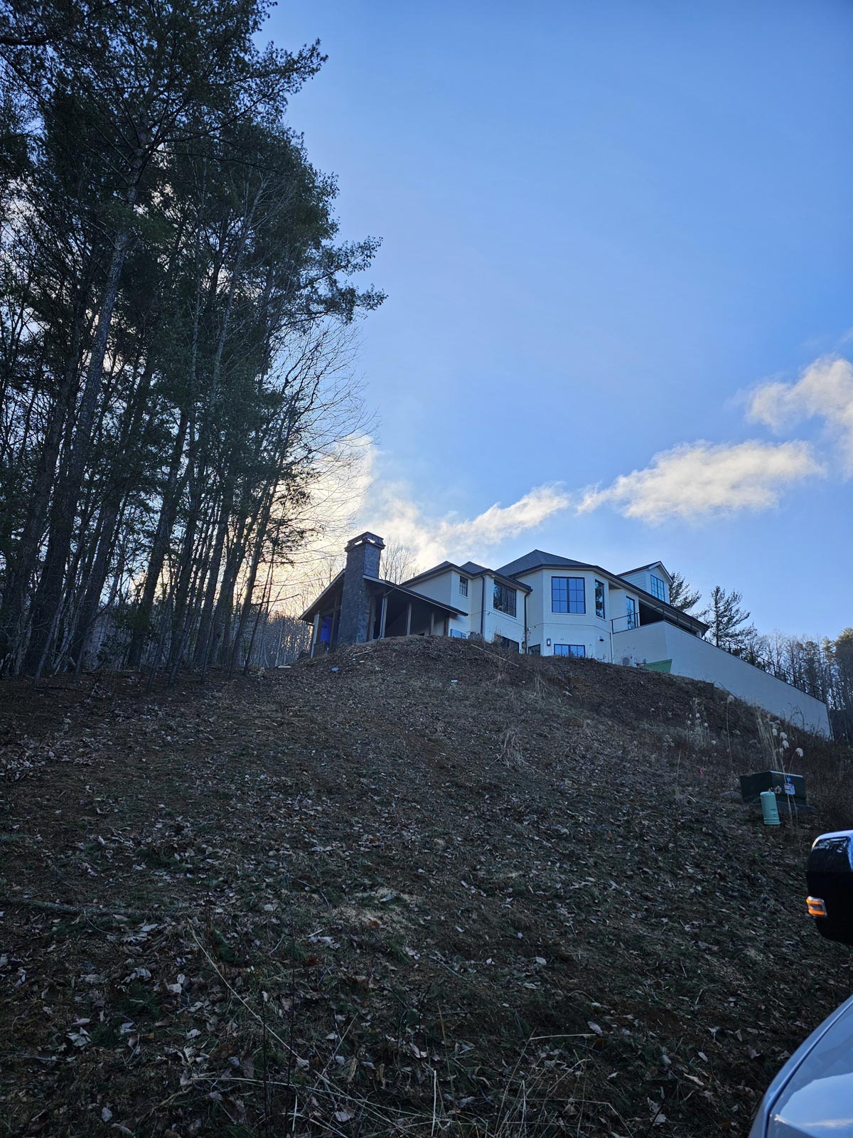 Steep slope on Weaverville home renovation and remodel by Mountain Remodeling required careful planning.