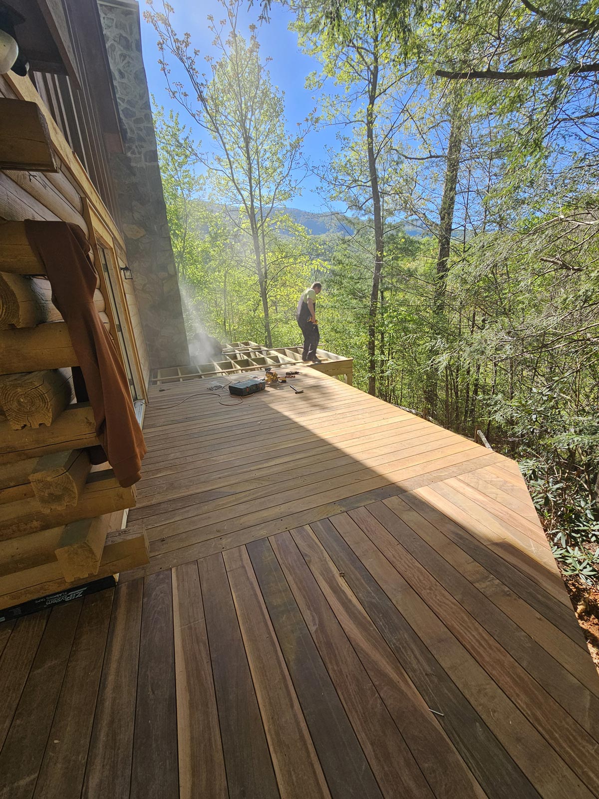 Ipe wood deck addition installation , Asheville, NC