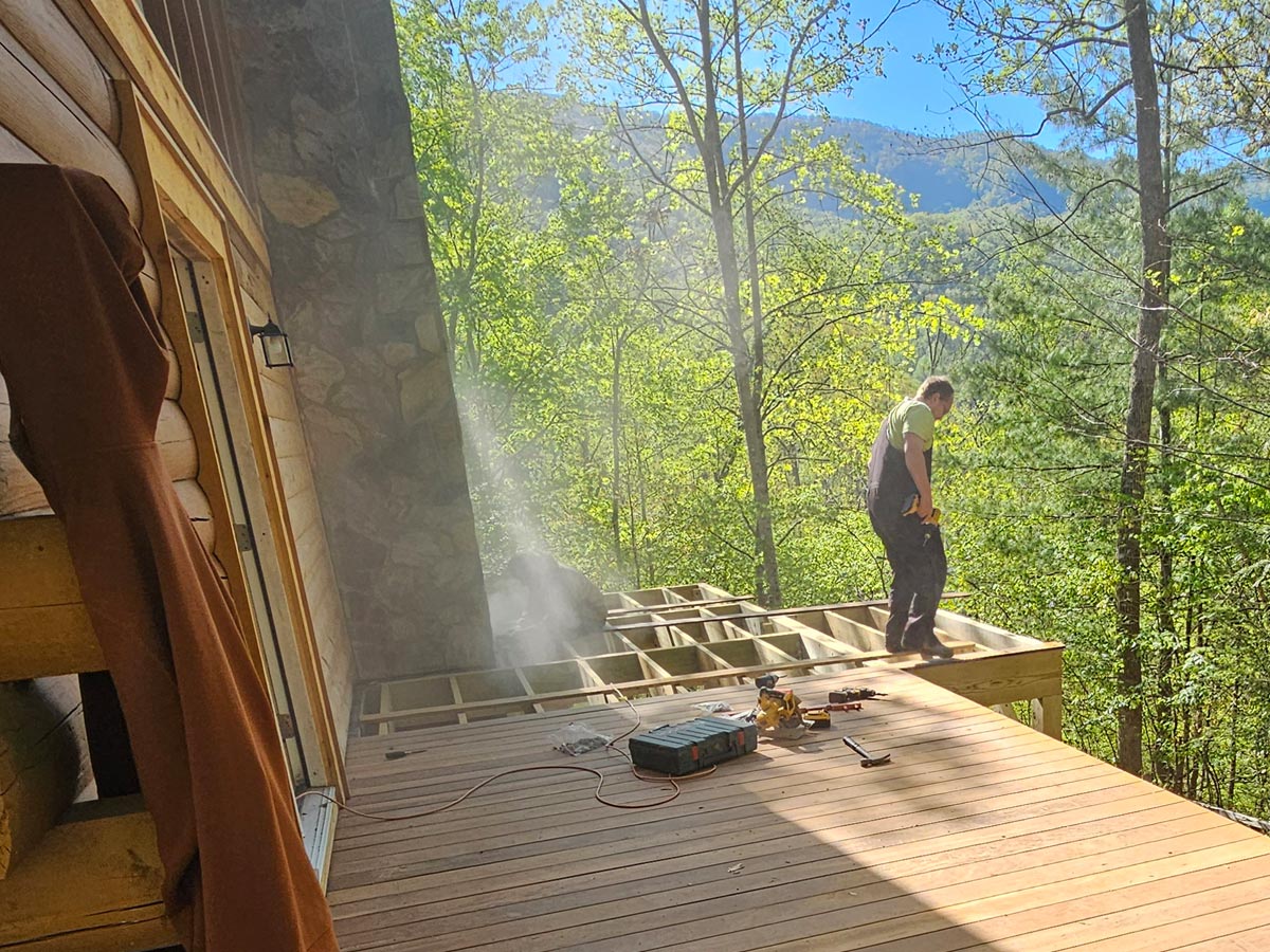 Ipe wood deck addition installation , Asheville, NC