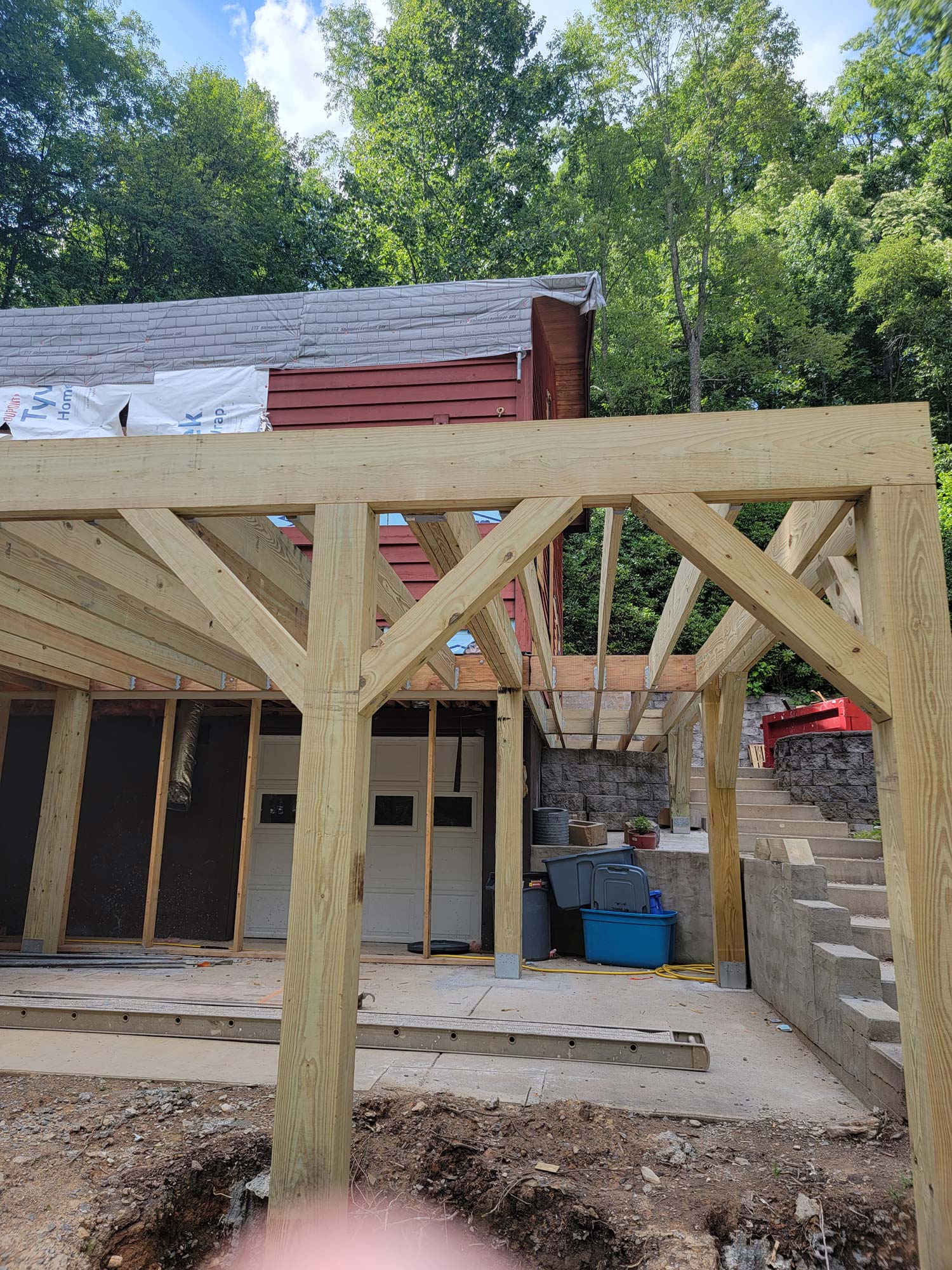 Floor system framing to support new deck and addition out the backside of the house