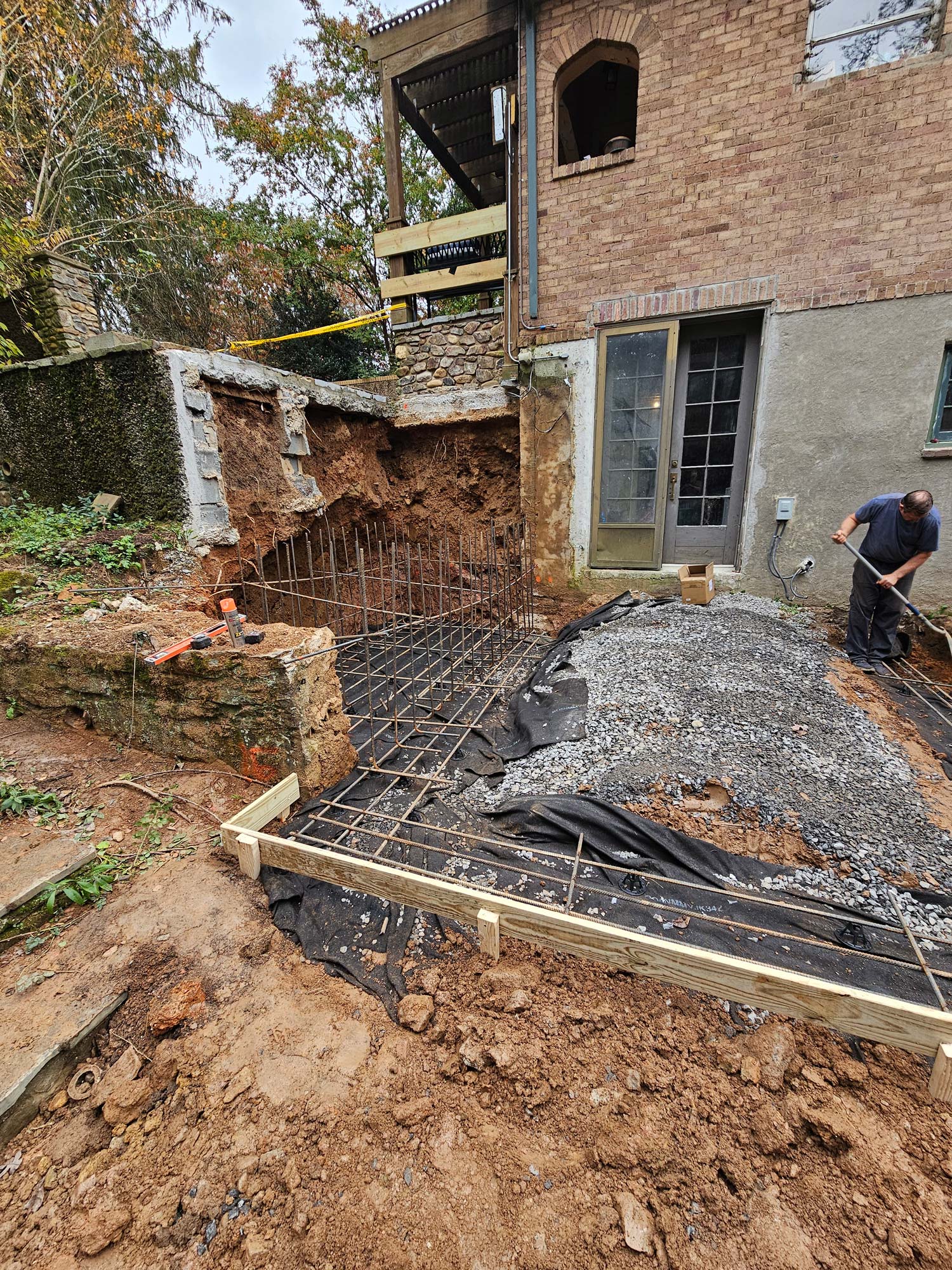 Preparing the slab for the new two-story addition