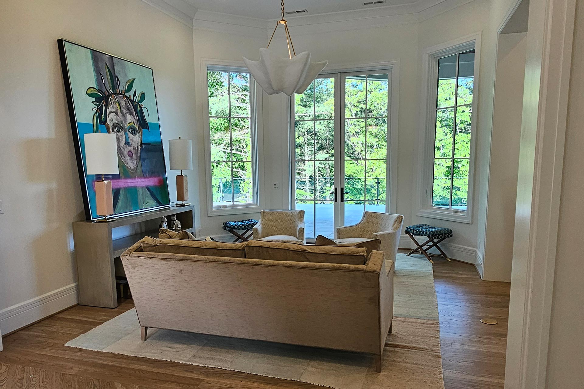 Living room in reverse floorplan mountain home Living room in reverse floorplan mountain home