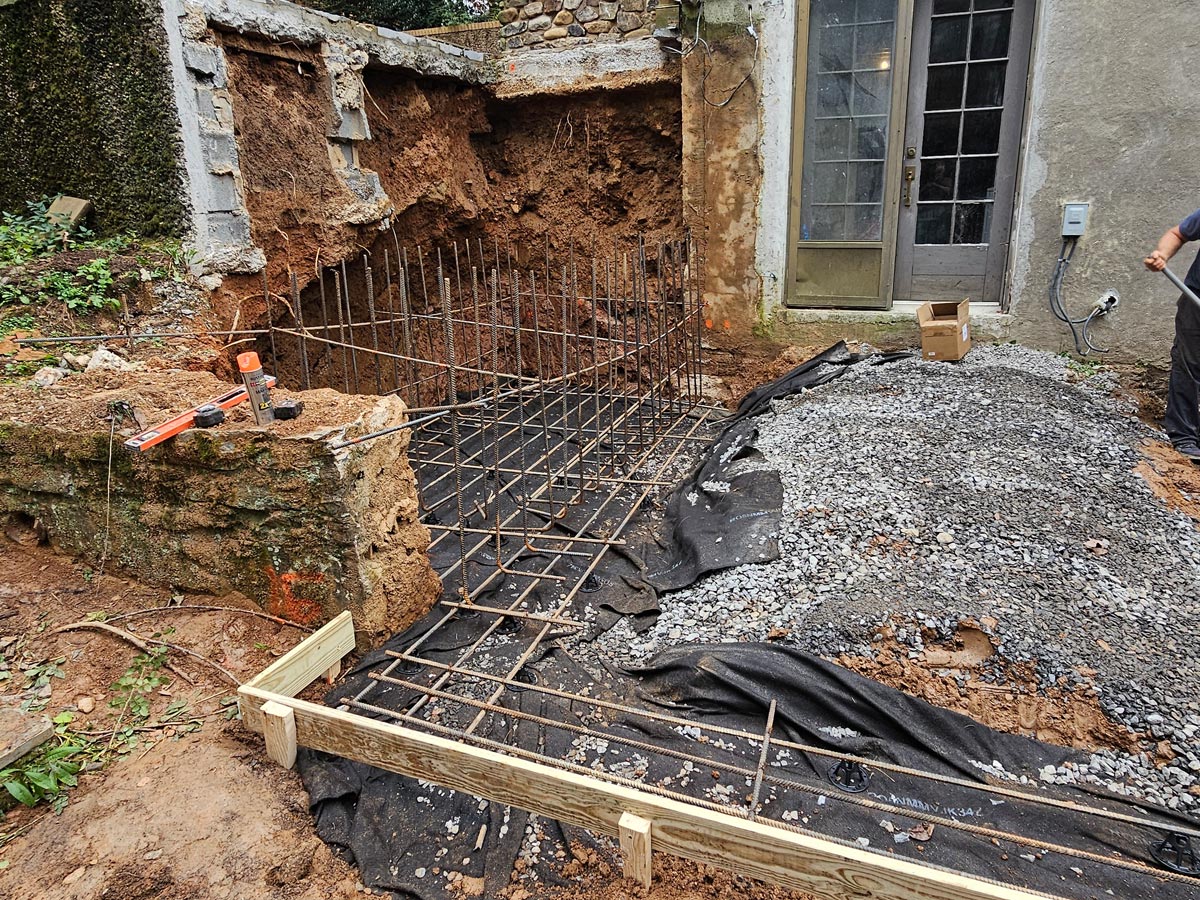 Preparing the foundation for the new kitchen addition in Asheville